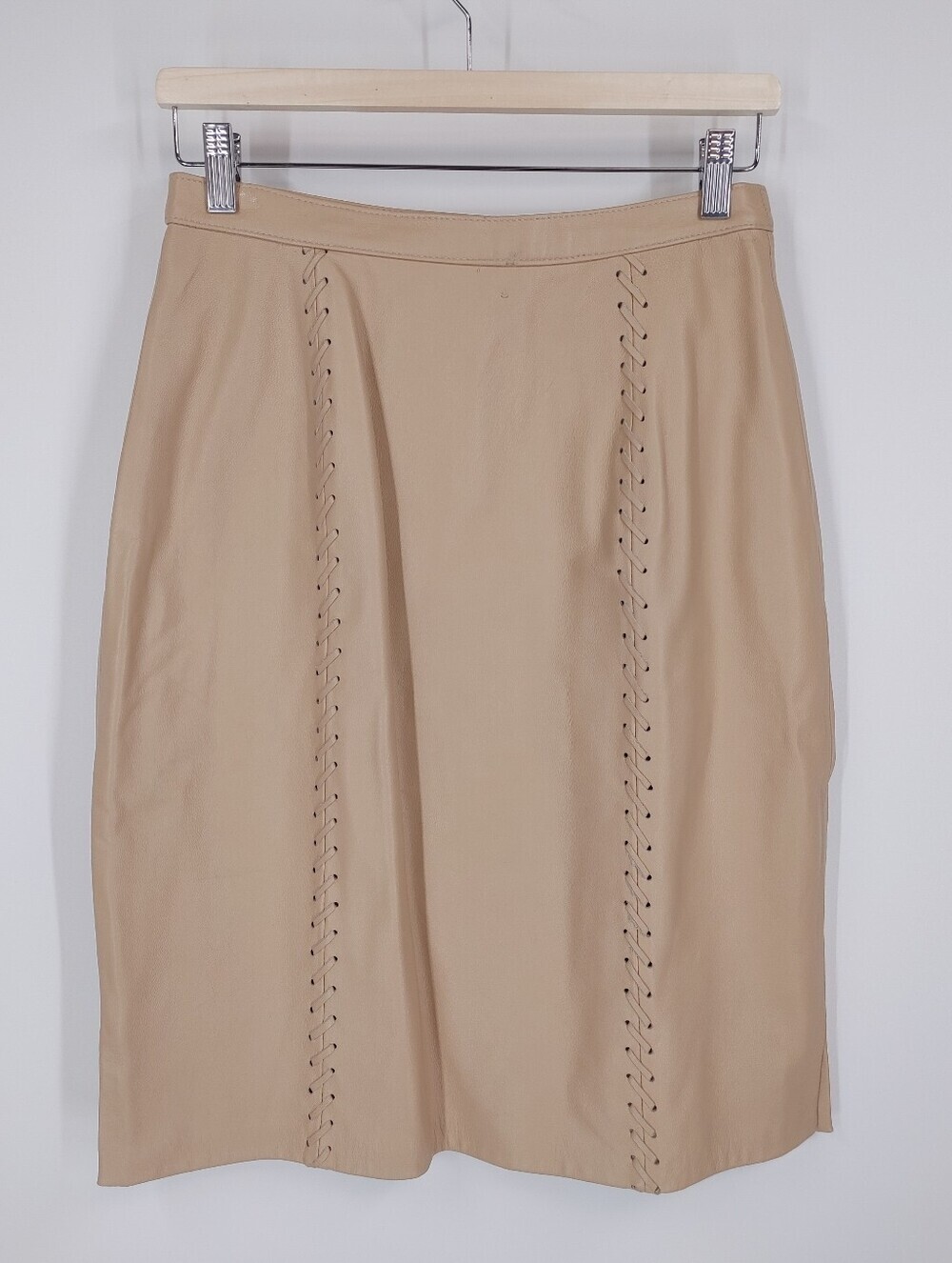 Roman's Leather Lace Up Pencil Skirt